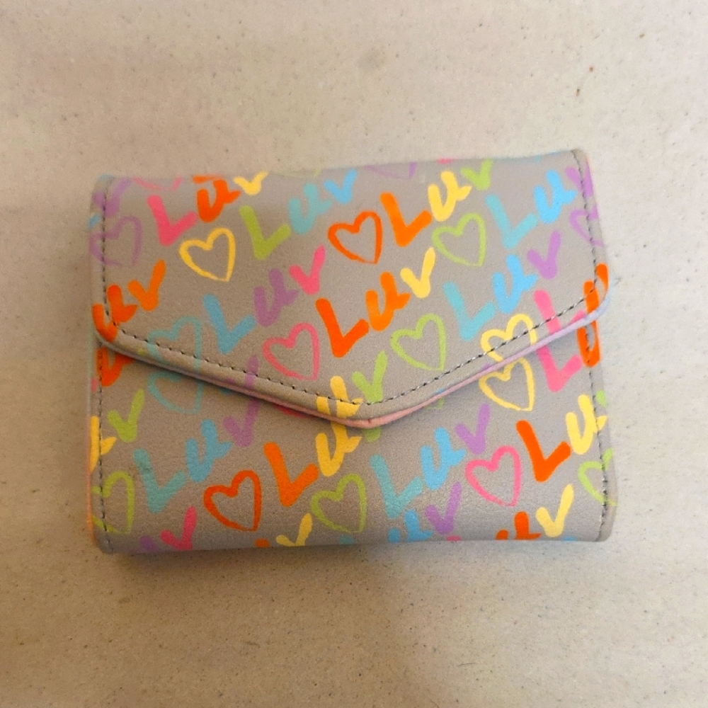 Colorful Heart Print Luv Betsey Johnson Wallet Like New!